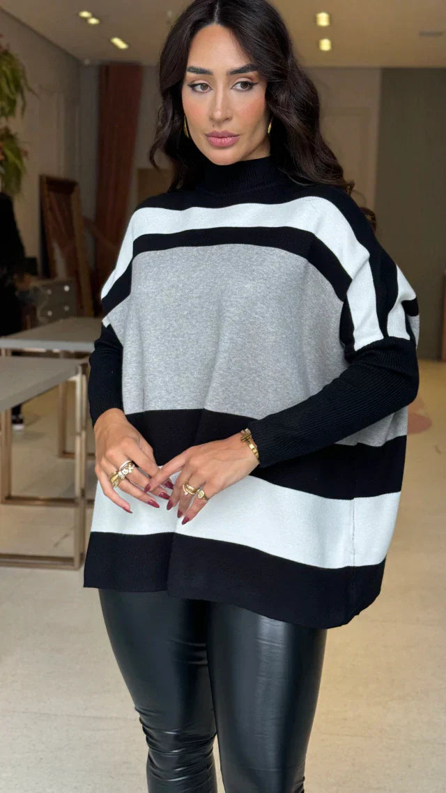 Conjunto Poncho Preto & Legging Cirre - Couro com pelúcia por dentro