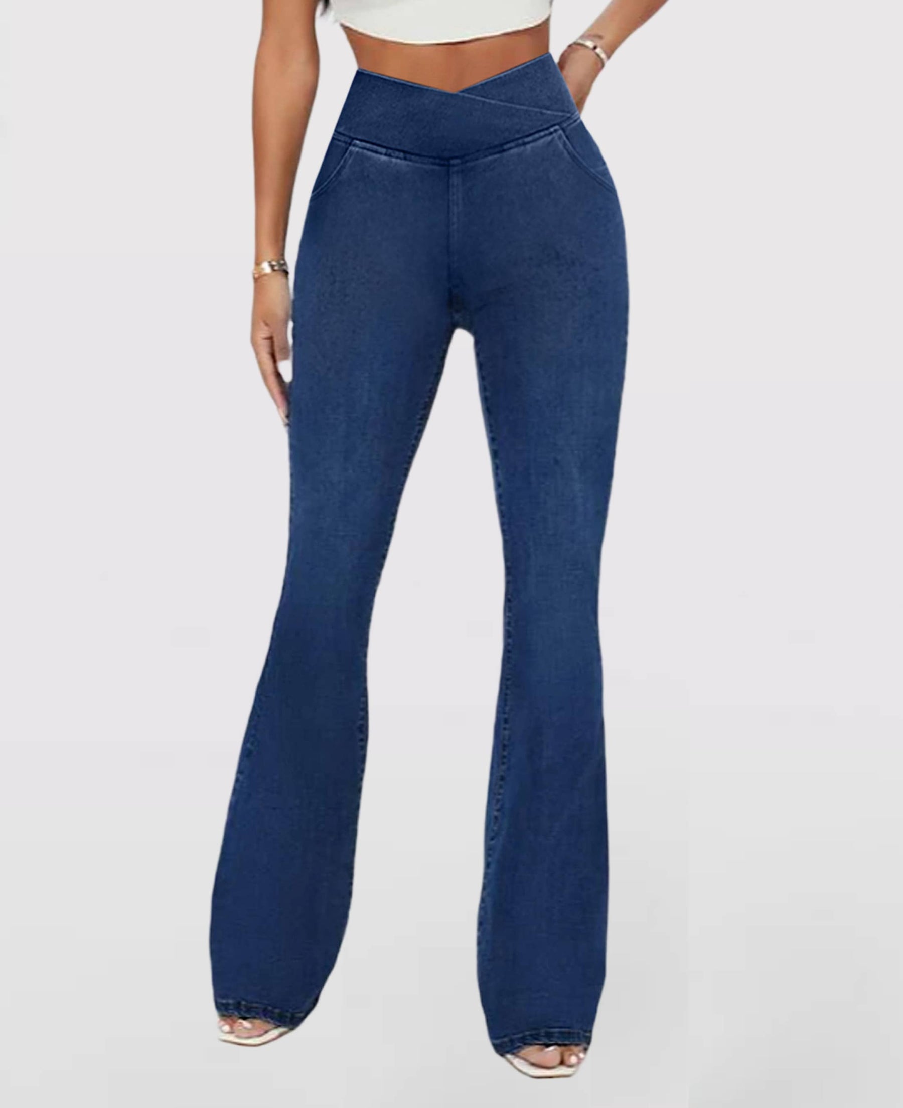 Calça Jeans de Cintura Alta Cruzada (Pague 1 leve 2)