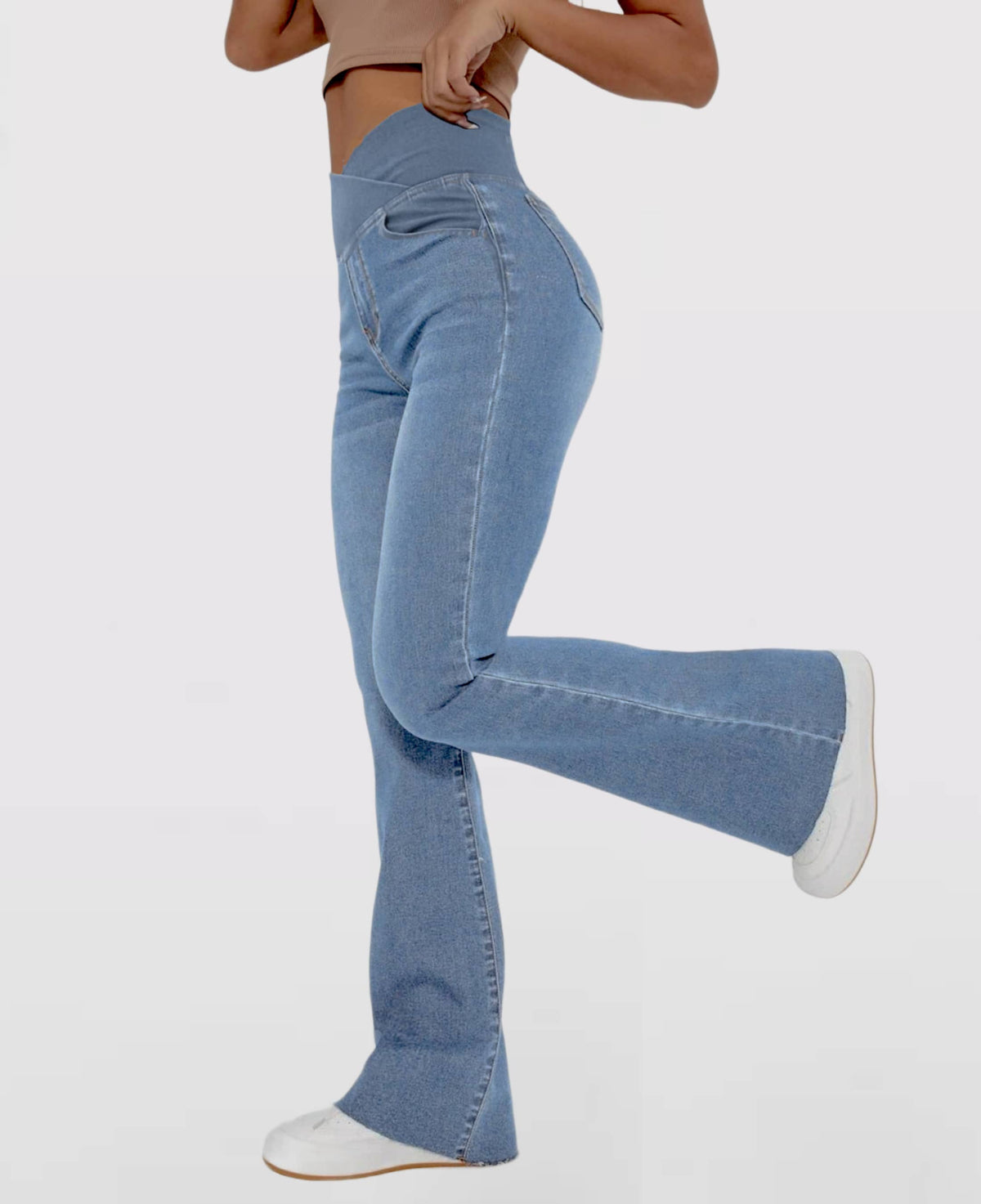 Calça Jeans de Cintura Alta Cruzada (Pague 1 leve 2)