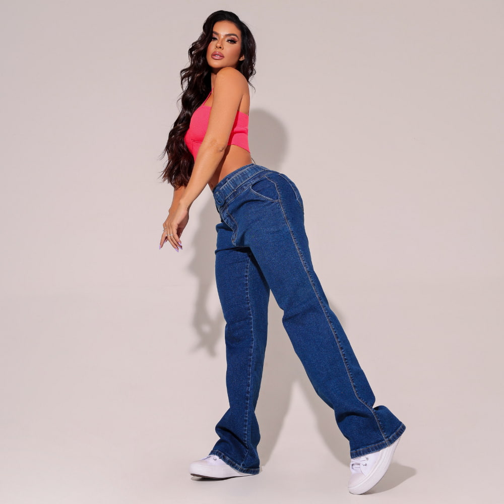 Calça Jeans Modeladora Wide Leg [Pague 1 Leve 2]