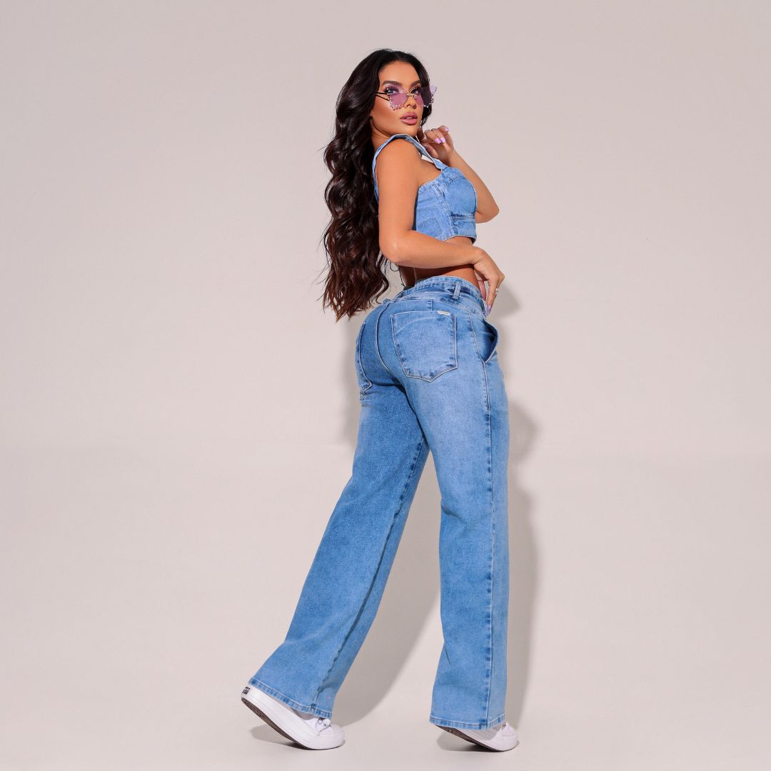 Calça Jeans Modeladora Wide Leg [Pague 1 Leve 2]