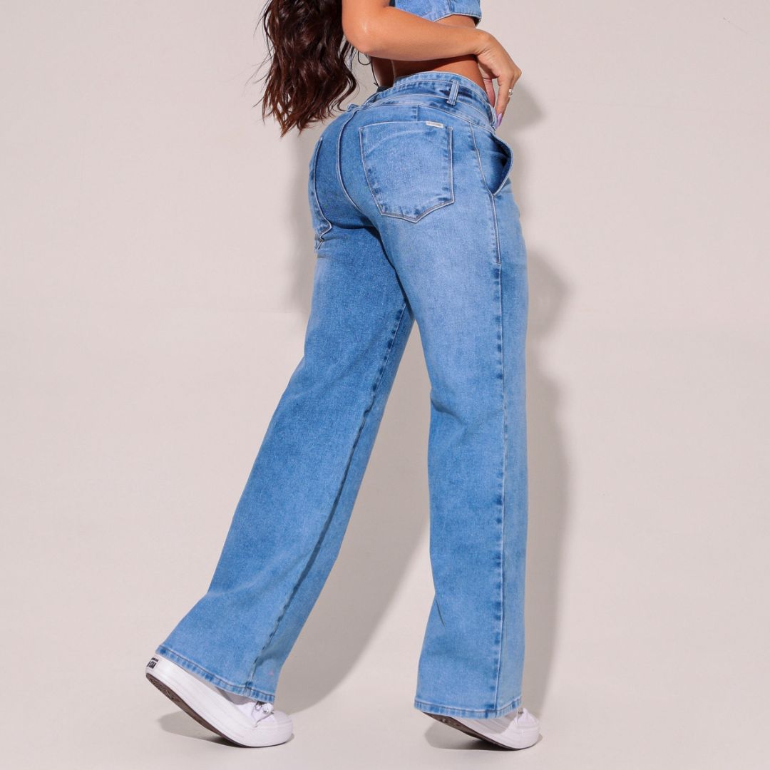 Calça Jeans Modeladora Wide Leg [Pague 1 Leve 2]