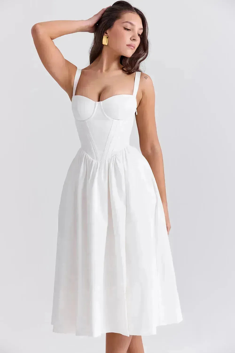 Vestido Midi Modelador Branco - Modelo Aghata