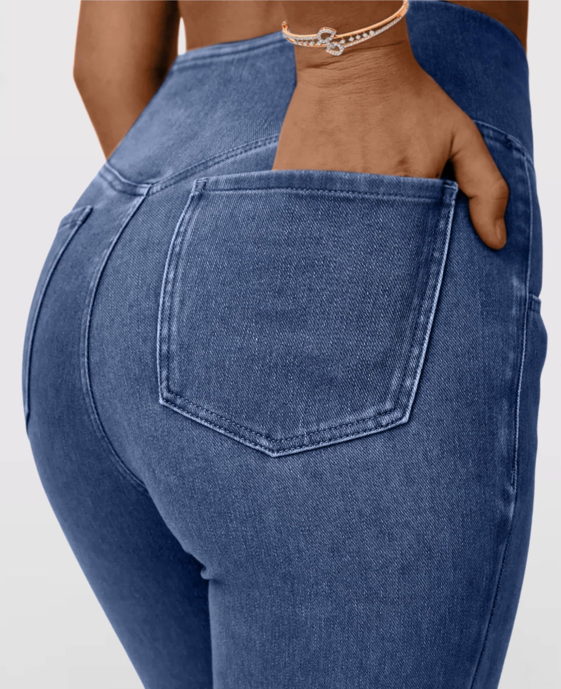 Calça Jeans de Cintura Alta Cruzada (Pague 1 leve 2)