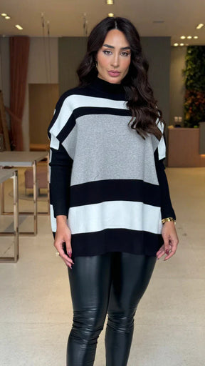 Conjunto Poncho Preto & Legging Cirre - Couro com pelúcia por dentro